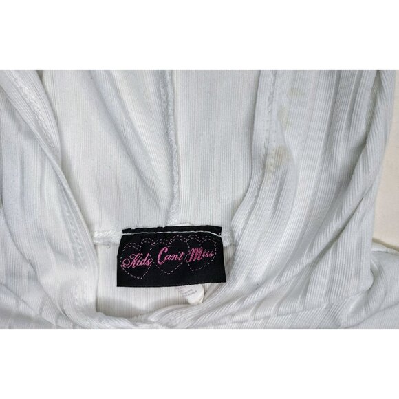 Kids Cant Miss Ribbed White Hooded Top Girls 10/12 Drawstring Sides Shirt Hoodie - Picture 3 of 16